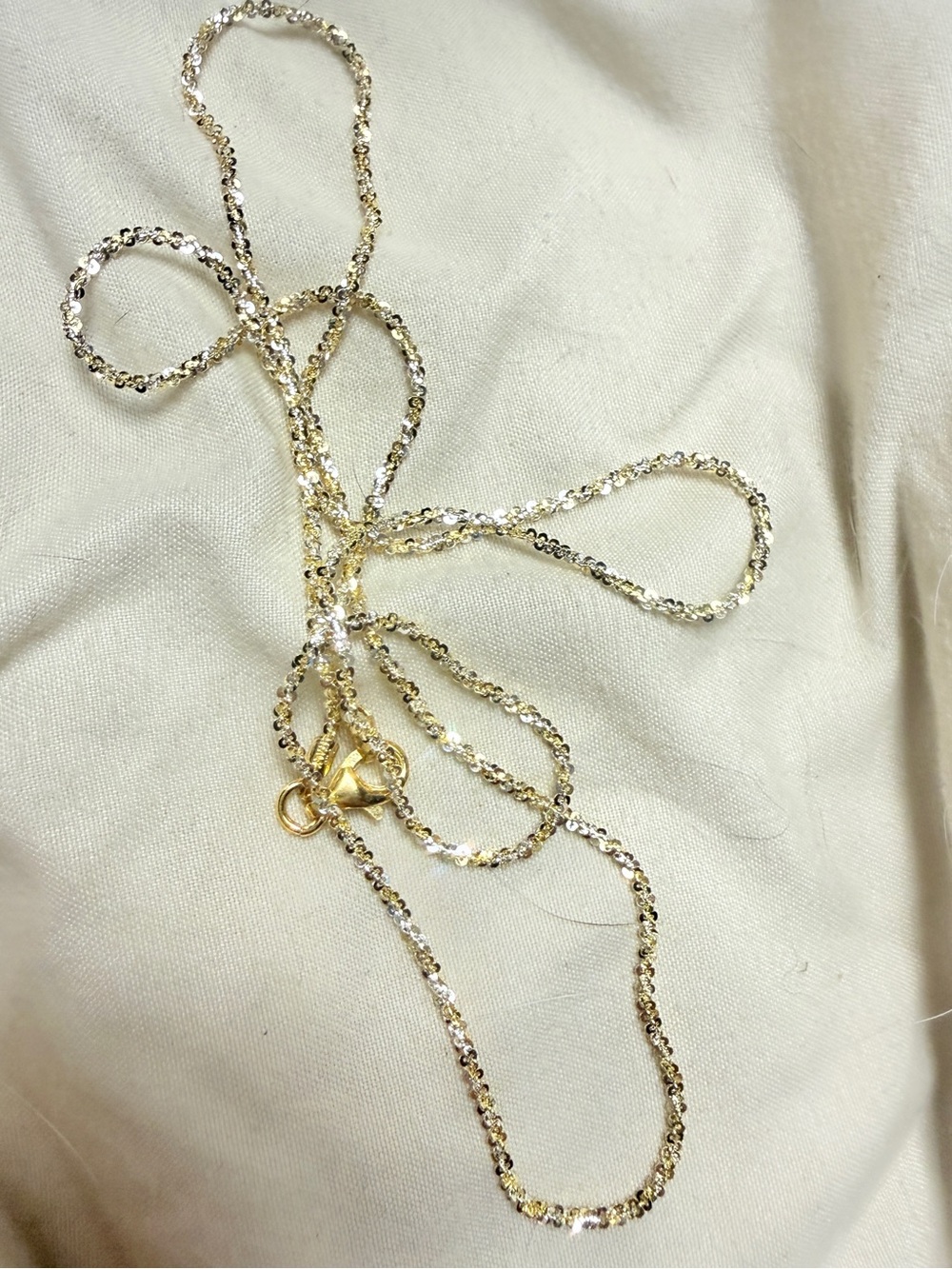 14k Gold over 925 Sterling Silver Sparkle Rope Chain Necklace Diamond cut SPARK